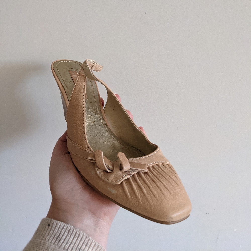 Nine West shoes heels nude wedges 7.5